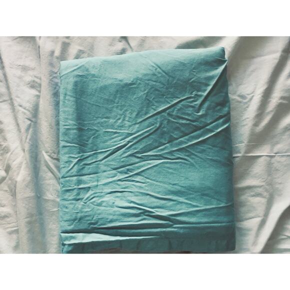 IKEA Gaspa Polished Cotton Turquoise Blue Twin Flat Sheet 74"x95" - Picture 4 of 5